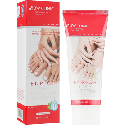 Восстановительный крем для ног с гиалуроновой кислотой 3W Clinic Enrich Lovely Foot Treatment