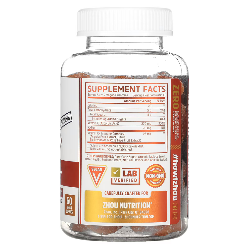 Витамин C+ / Vitamin C + Orange Blast, Zhou Nutrition, 60 жевательных таблеток