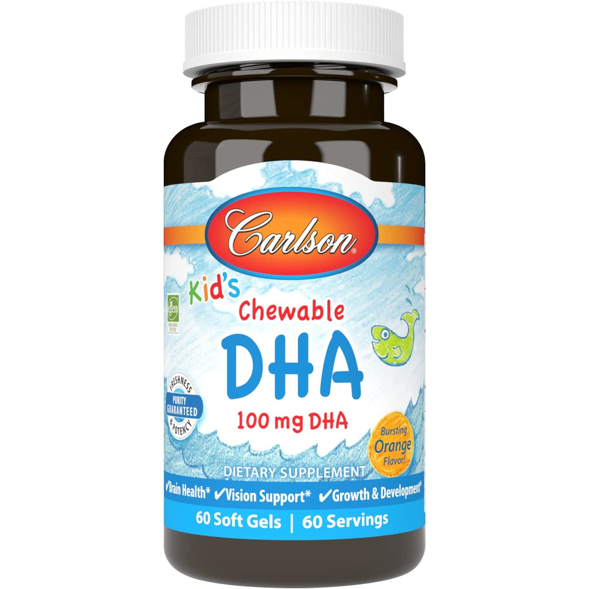 ДГК для дітей зі смаком апельсина / Kid's Chewable DHA, Carlson Labs, 60 гелевих капсул