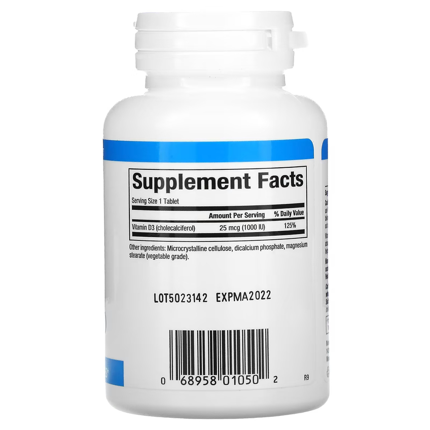 Витамин D3 / Vitamin D3, Natural Factors, 25 мкг (1000 МЕ), 90 таблеток