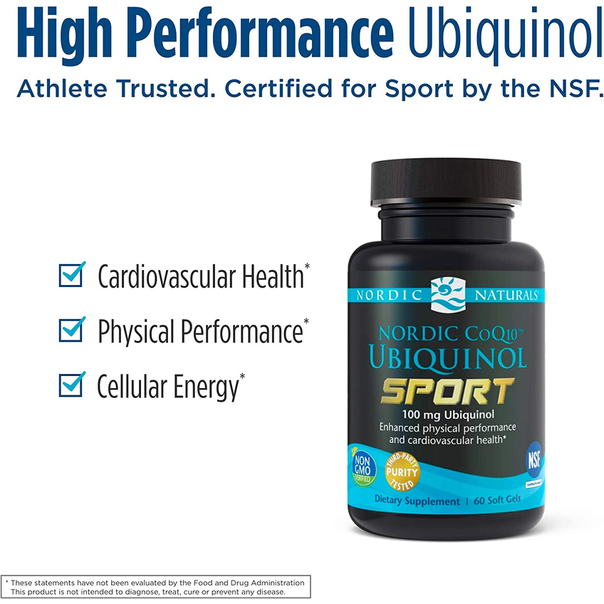 Убихинол Q10 для спортсменов / CoQ10 Ubiquinol Sport, Nordic Naturals, 100 мг, 60 гелевых капсул