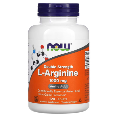 L-аргінін подвійної концентрації / Double Strength L-Arginine, Now Foods, 1000 мг, 120 таблеток