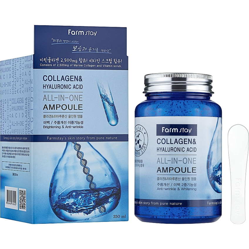 Ампульная сыворотка с коллагеном и гиалуроновой кислотой FarmStay Collagen & Hyaluronic Acid All-In-One Ampoule