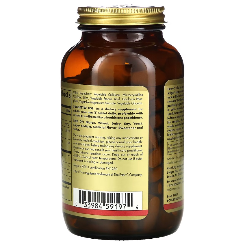 Естер-С плюс / Ester-C Plus, Solgar, 1000 мг, 180 таблеток