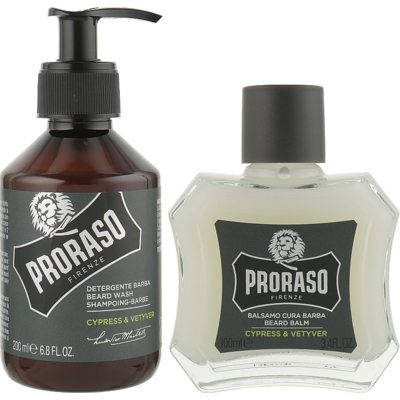 Подарунковий набір для догляду за бородою Proraso Cypress & Vetyver (шампунь для бороди, бальзам по догляду за бородою)