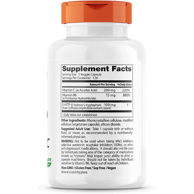 5-гидрокситриптофан обогащен витаминами B6 и C / 5-HTP Enhanced with Vitamins B6 & C, Doctor's Best, 100 мг, 120 капсул