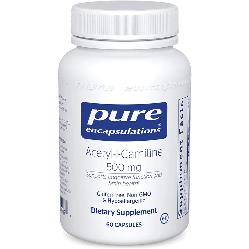 Ацетил-L-карнитин / Acetyl-l-Carnitine, Pure Encapsulations, 500 мг, 60 капсул