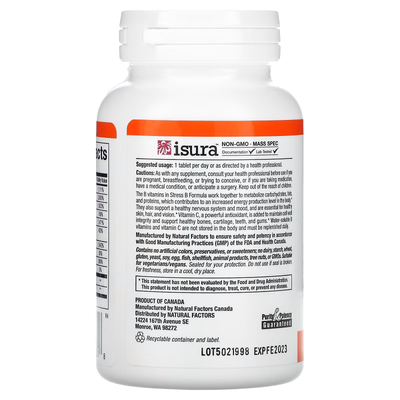 Стрес B формула с витамином C / Stress B Formula, Natural Factors, 1000 мг, 90 таблеток