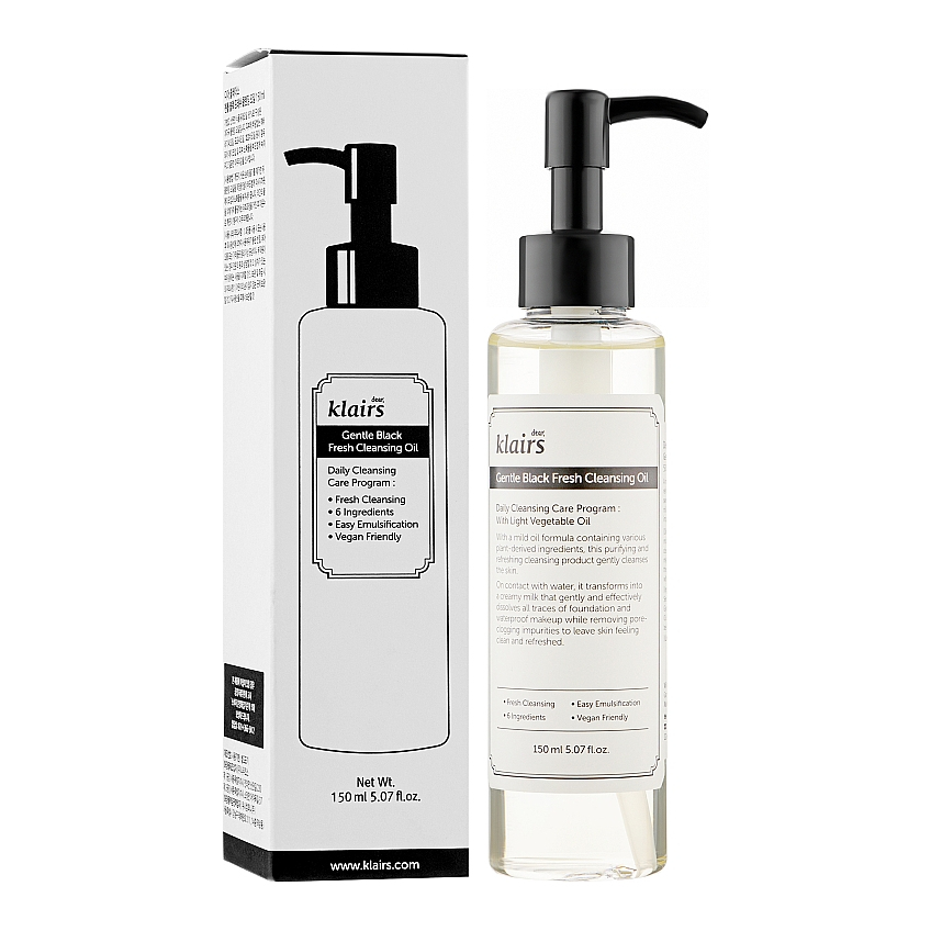Увлажняющее гидрофильное масло Dear Klairs Gentle Black Fresh Cleansing Oil