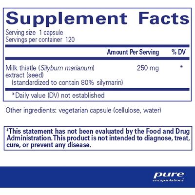 Силимарин / Silymarin, Pure Encapsulations, 250 мг, 120 капсул