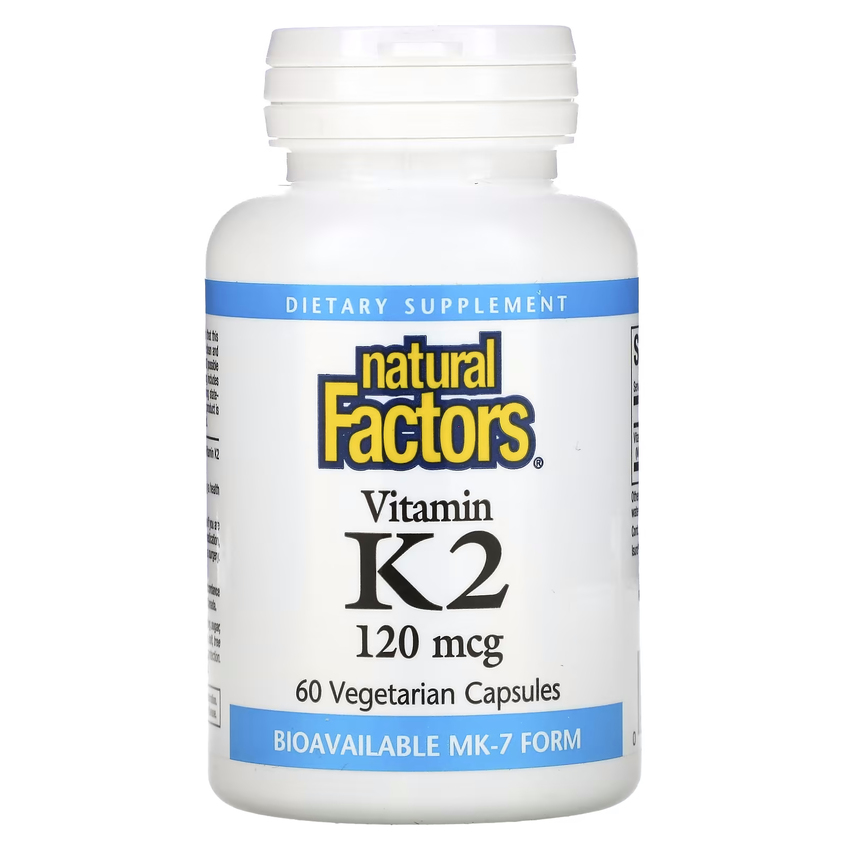 Витамин K2 / Vitamin K2, Natural Factors, 120 мкг, 60 вегетарианских капсул