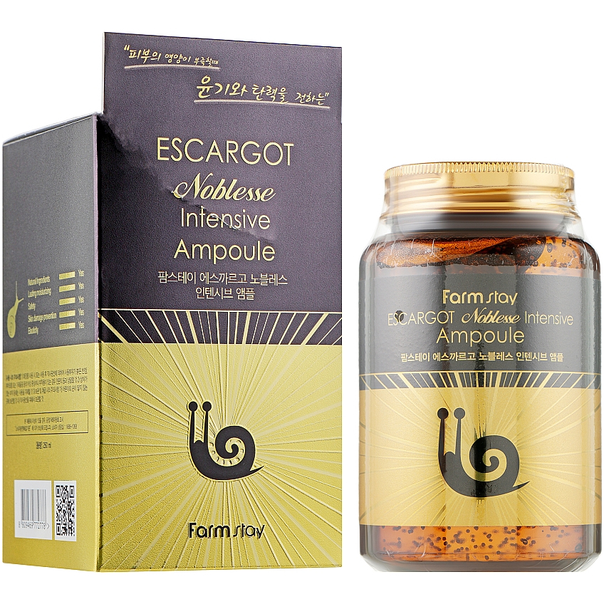 Ампульна сироватка з муцином равлика FarmStay Escargot Noblesse Intensive Ampoule