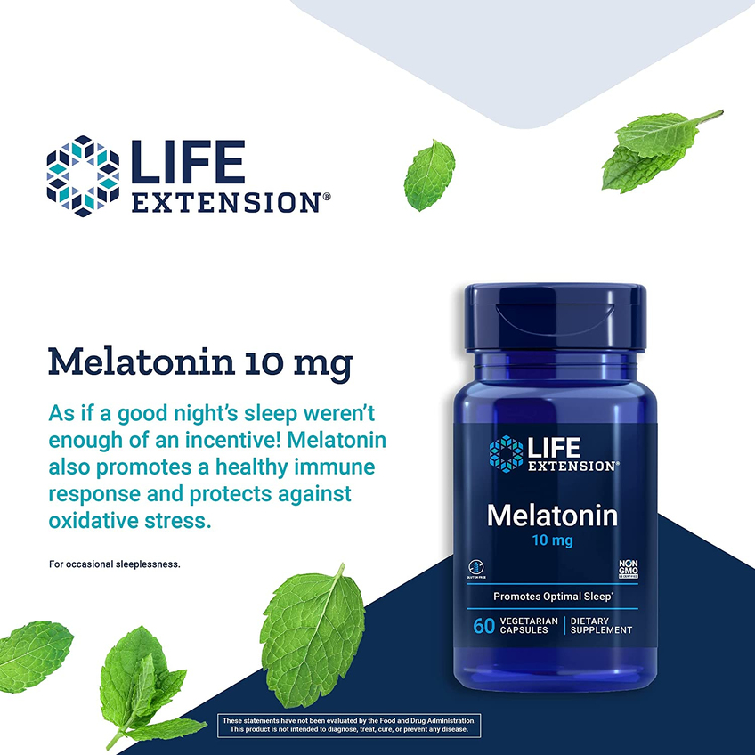 Мелатонін / Melatonin, Life Extension, 10 мг, 60 капсул