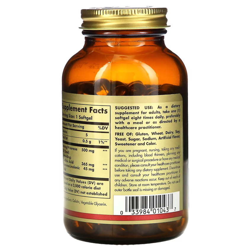 Масло примулы вечерней / Evening Primrose Oil, Solgar, 500 мг, 180 гелевых капсул