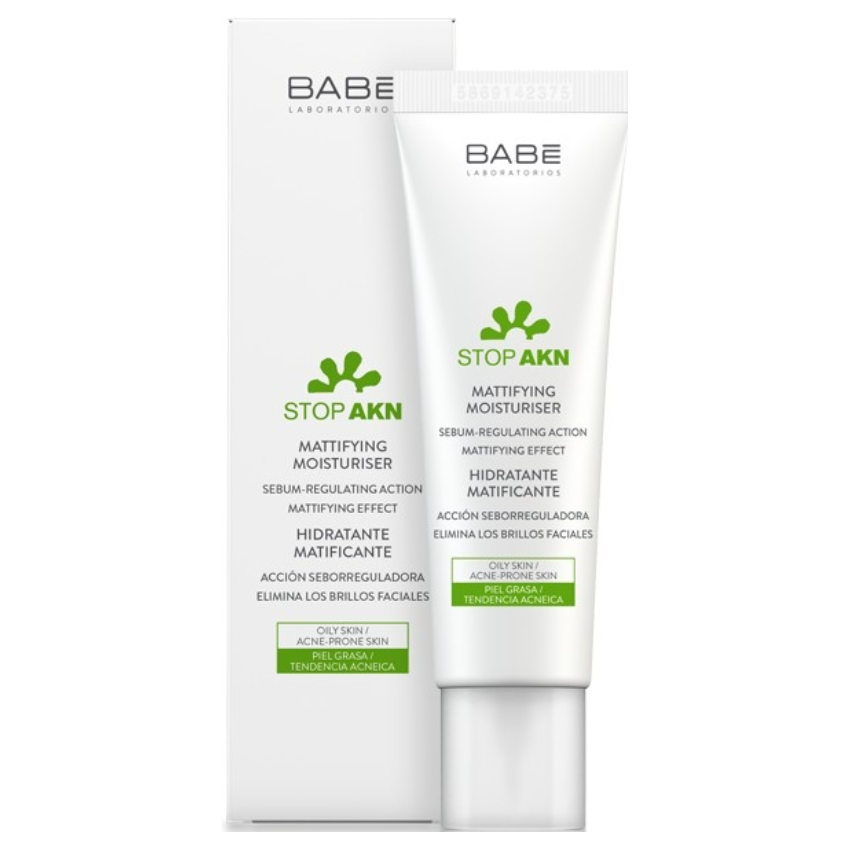 Матуючий зволожуючий крем для жирної і проблемної шкіри Babe Laboratorios Stop Akn Skin Hidratante Moisturiser