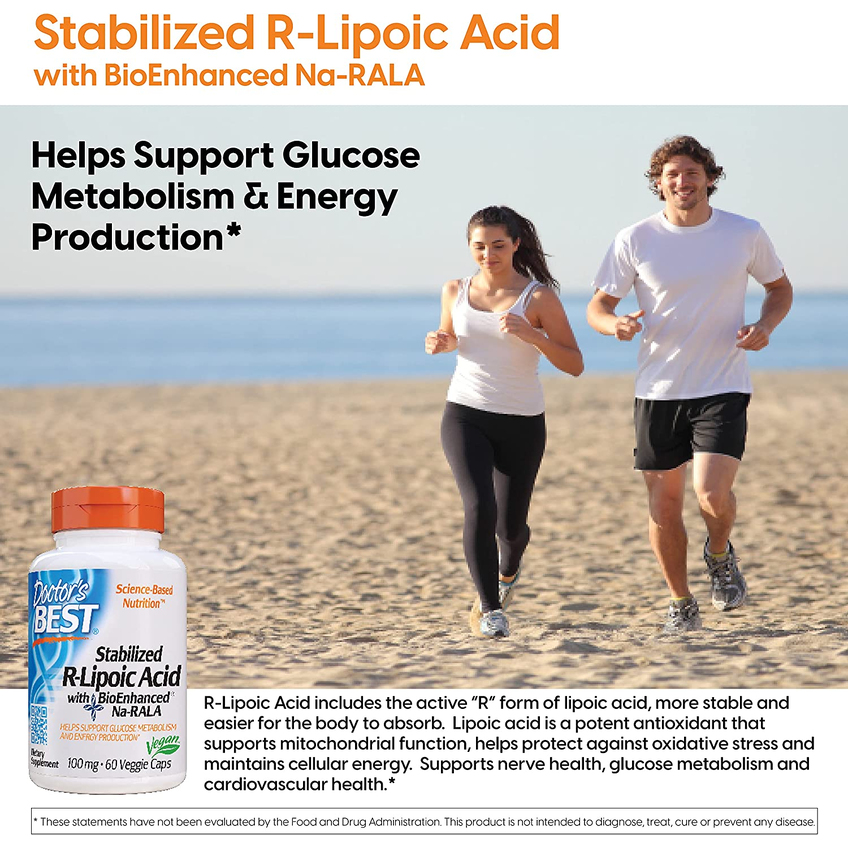 Стабилизированная R-липоевая кислота / Stabilized R-Lipoic Acid, Doctor's Best, 100 мг, 180 капсул