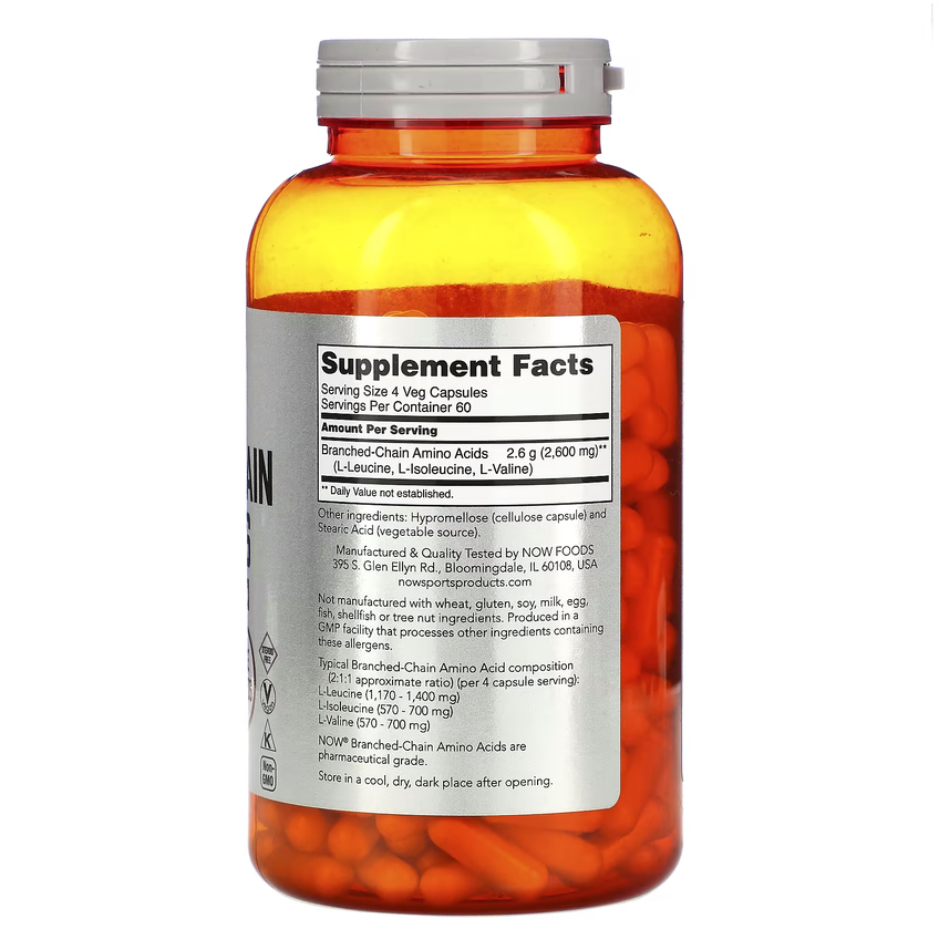 Аминокислоты с разветвленными цепями (BCAA) / Branched Chain Amino Acids, Now Foods, Sports, 240 капсул
