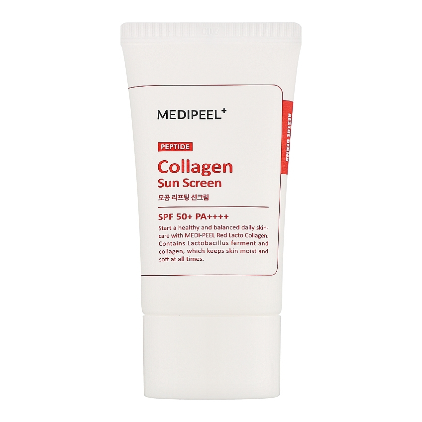 Солнцезащитный крем для сужения пор с коллагеном и пептидами MediPeel Red Lacto Peptide Collagen Pore Lifting Sun Cream SPF 50+ PA++++