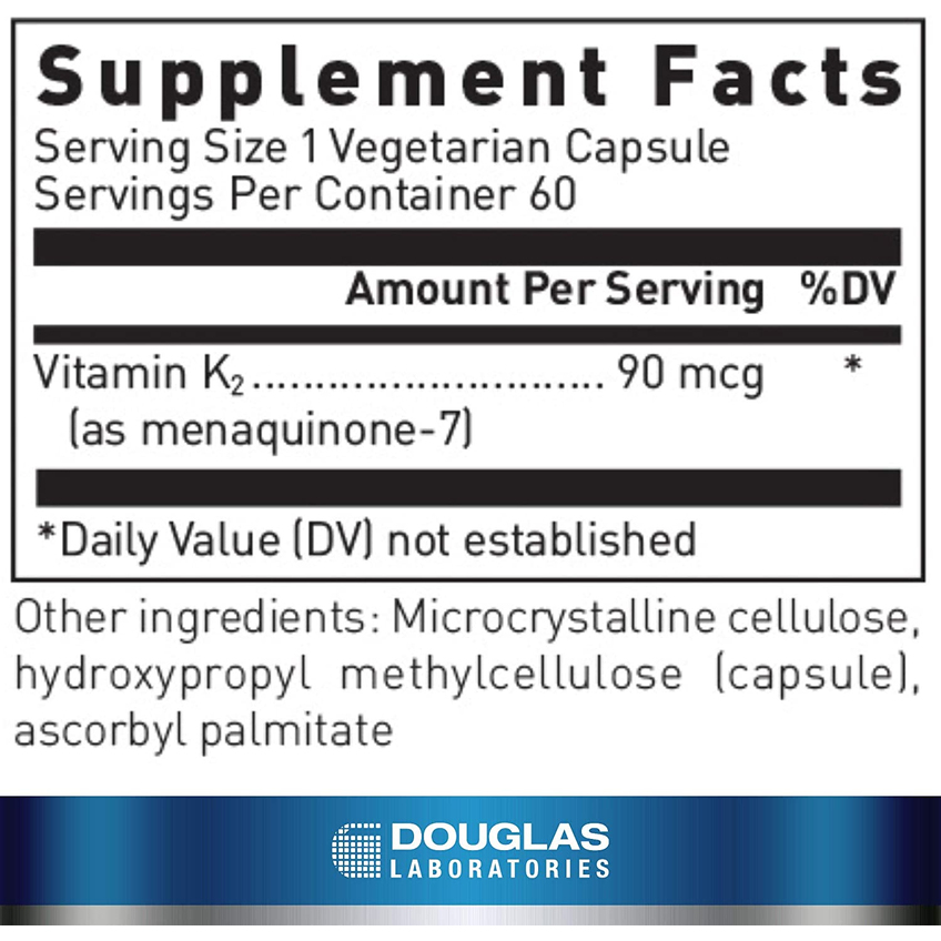 Вітамін K2 (Менахінон-7) / Vitamin K2 (Menaquinone-7), Douglas Laboratories, 90 мкг, 60 капсул