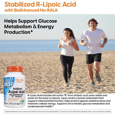 Стабилизированная R-липоевая кислота / Stabilized R-Lipoic Acid, Doctor's Best, 100 мг, 180 капсул