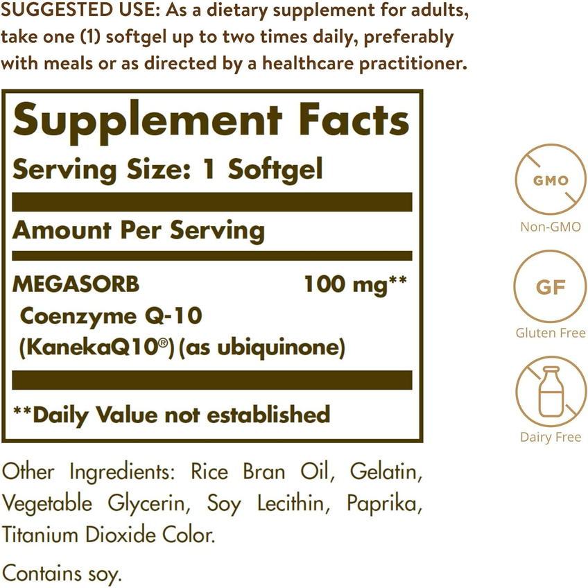 Коэнзим Q10 Мегасорб / Megasorb CoQ-10, Solgar, 100 мг, 30 гелевых капсул