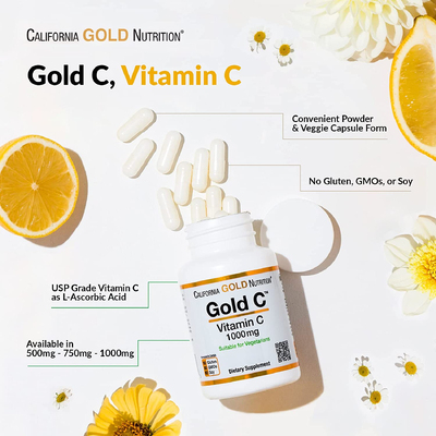 Gold C / Витамин C класса USP, California Gold Nutrition, 1000 мг, 240 вегетарианских капсул