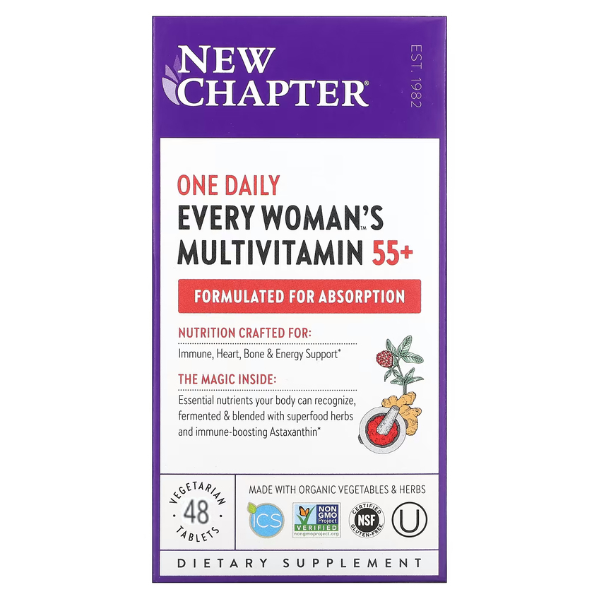Мультивитамины для женщин от 55+ (один раз в день) / One Daily Every Woman's Multivitamin 55+, New Chapter, 48 таблетки