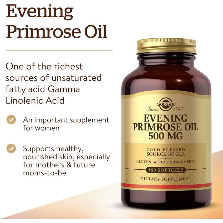 Масло примулы вечерней / Evening Primrose Oil, Solgar, 500 мг, 180 гелевых капсул