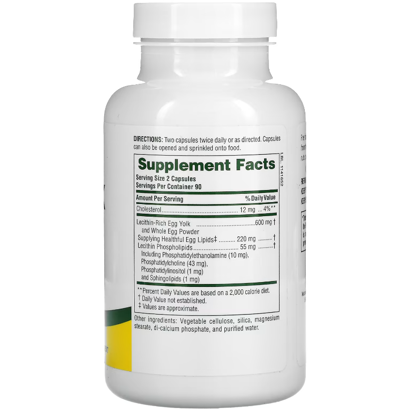 Лецитин із яєчних жовтків / Egg Yolk Lecithin, Nature's Plus, 600 мг, 90 капсул