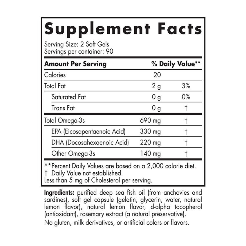 Омега-3 зі смаком лимона / Omega-3 Lemon, Nordic Naturals, 180 гелевих капсул