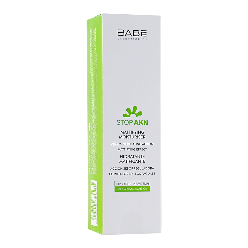 Матуючий зволожуючий крем для жирної і проблемної шкіри Babe Laboratorios Stop Akn Skin Hidratante Moisturiser