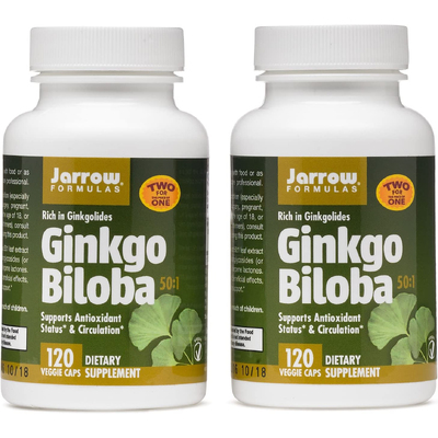 Гинкго билоба 50:1 / Ginkgo Biloba 50:1, Jarrow Formulas, 60 мг, 120 капсул + 120 капсул в подарок