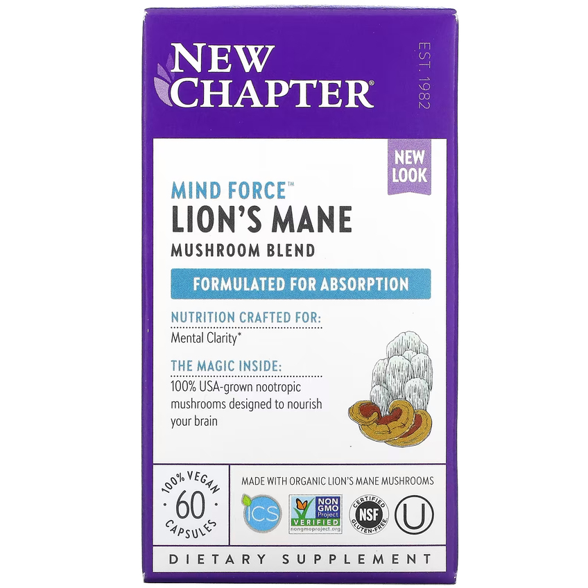 Ежовик гребенчатый (Львиная грива) / Lion's Mane, New Chapter, 60 таблеток