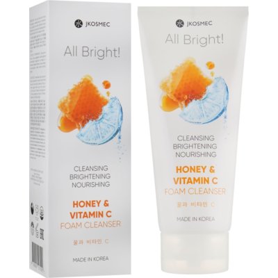 Пінка для вмивання з медом і вітаміном С Jkosmec All Bright Honey and Vitamin C Foam Cleanser