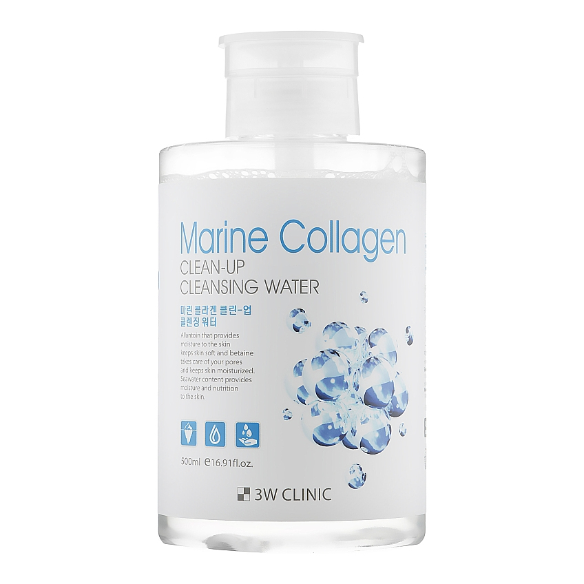 Мицеллярная очищающая вода с морским коллагеном 3W Clinic Marine Collagen Clean-Up Cleansing Water