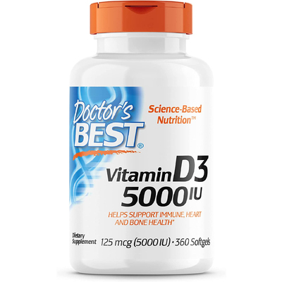 Вітамін D3 / Vitamin D3, Doctor's Best, 125 мкг, 360 капсул