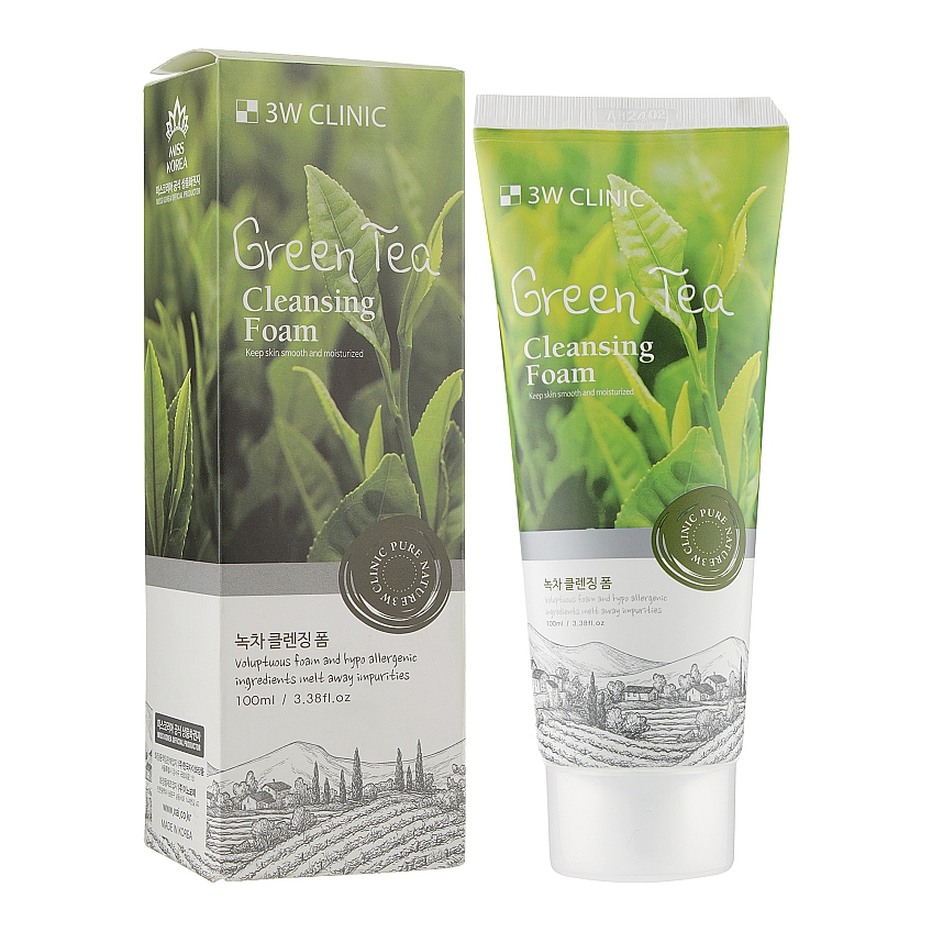 Пенка для умывания с экстрактом зелёного чая 3W Clinic Green Tea Cleansing Foam