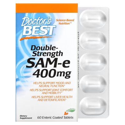 Двойная сила SAM-e, Doctor's Best, 400 мг, 60 таблеток