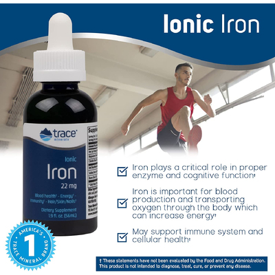 Залізо іонізоване рідке / Ionic Iron, Trace Minerals Research, 22 мг, 56 мл