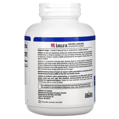 Берберин / WellBetX Berberine, Natural Factors, 500 мг, 120 вегетарианских капсул