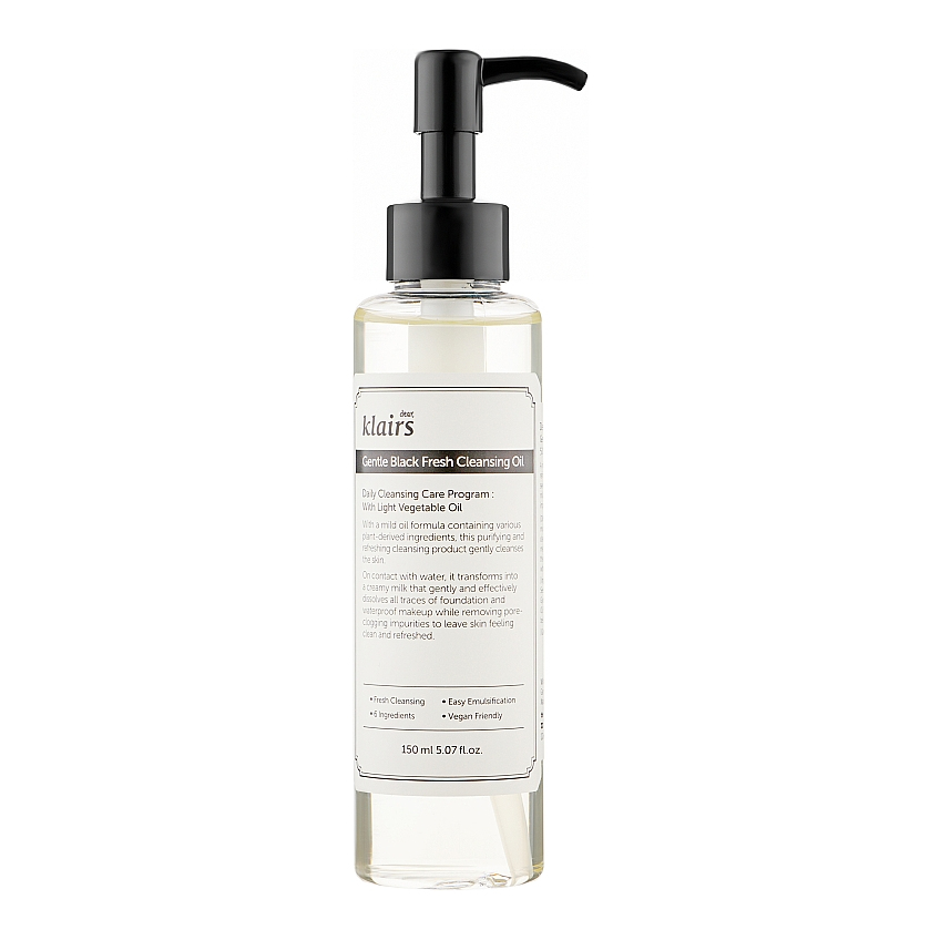 Увлажняющее гидрофильное масло Dear Klairs Gentle Black Fresh Cleansing Oil