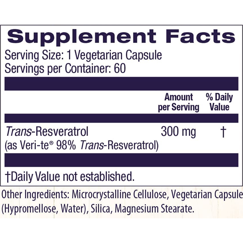 Ресвератрол с экстрактом красного вина / Resveratrol Trans-Resveratrol, Healthy Origins, 300 мг, 60 капсул