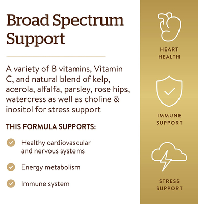 Комплекс витаминов B с витамином C формула для борьбы со стрессом / B-Complex with Vitamin C Stress Formula, Solgar, 100 таблеток
