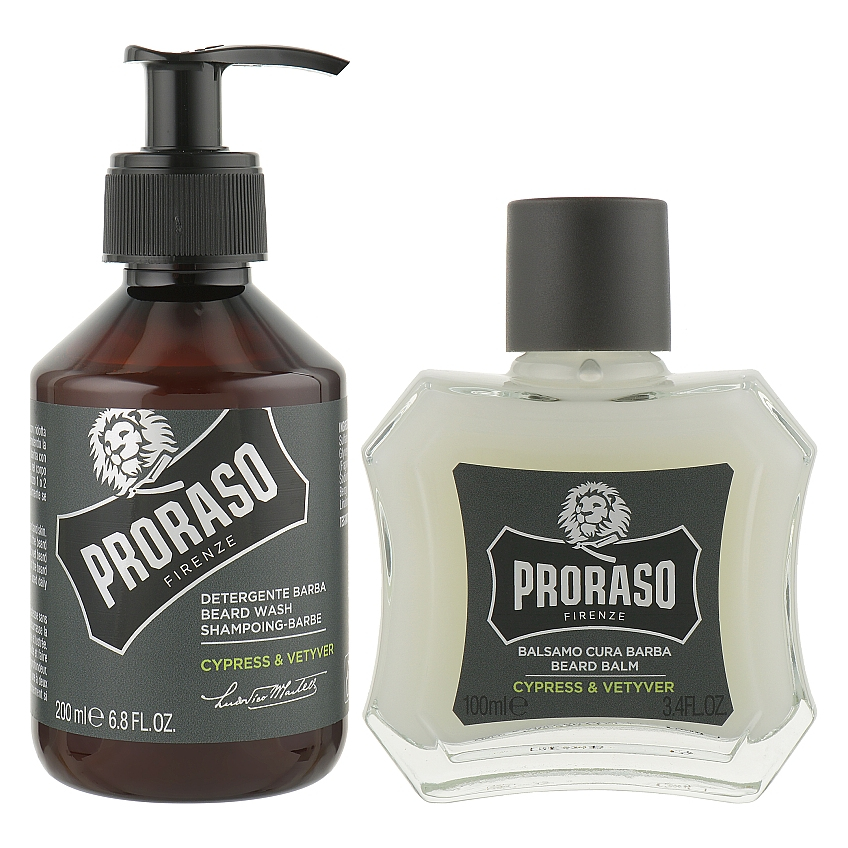 Подарунковий набір для догляду за бородою Proraso Cypress & Vetyver (шампунь для бороди, бальзам по догляду за бородою)