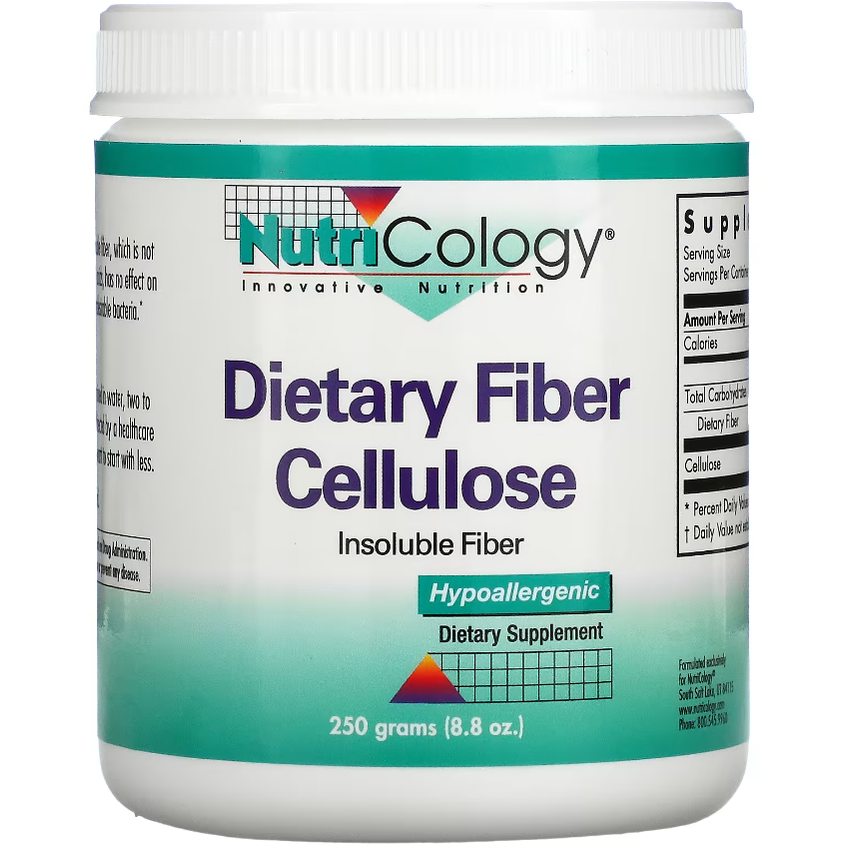 Порошок із харчової целюлози / Dietary Fiber Cellulose Powder, Nutricology, 250 г