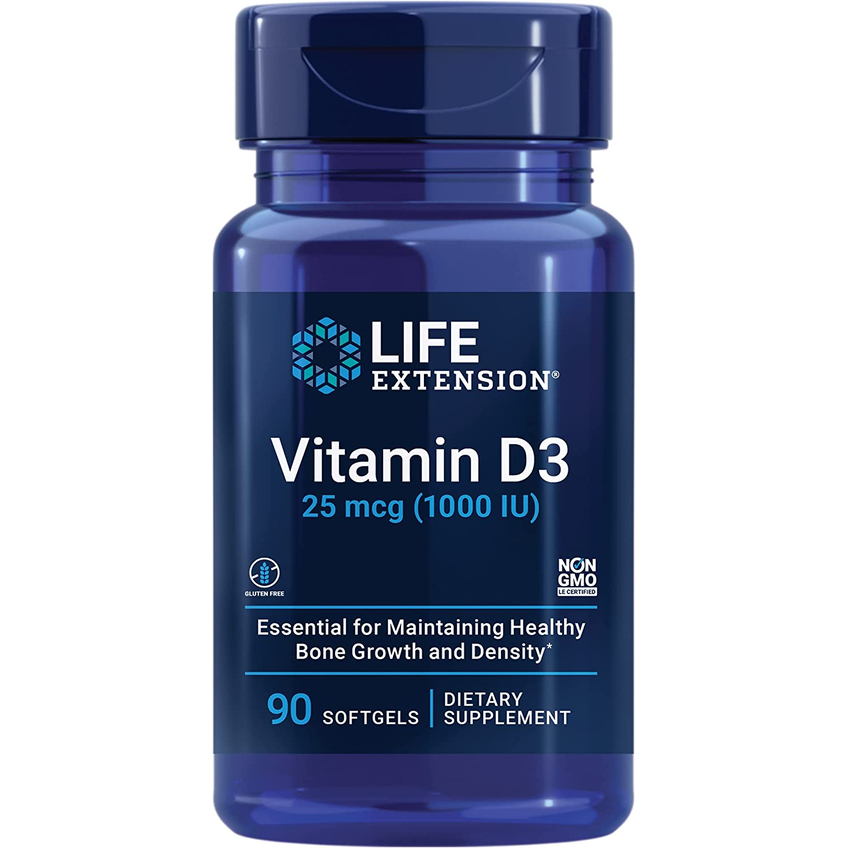 Вітамін D3 / Vitamin D3, Life Extension, 25 мкг, 90 гелевих капсул
