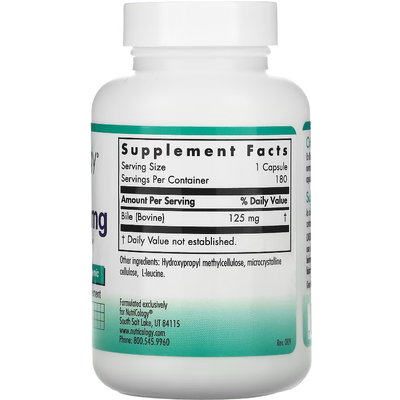 Бычья желчь / Ox Bile, Nutricology, 125 мг, 180 капсул