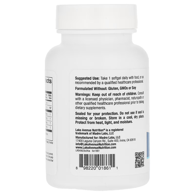 Омега-3 из рыбьего жира / Omega-3 Fish Oil, Lake Avenue Nutrition, 1250 мг / 1037 мг, 30 гелевых капсул