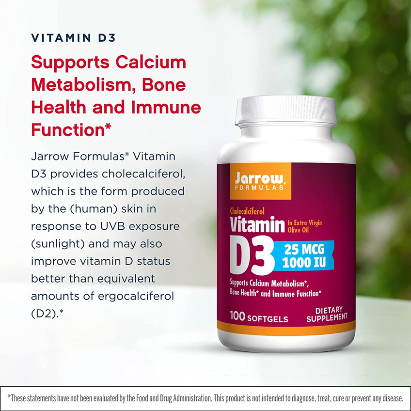Вітамін D3 холекальциферол / Vitamin D3 Cholecalciferol, Jarrow Formulas, 25 мкг, 100 гелевих капсул