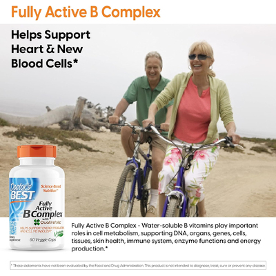 Повністю активний комплекс вітамінів групи B із Quatrefolic / Fully Active B Complex with Quatrefolic, Doctor's Best, 60 вегетаріанських капсул